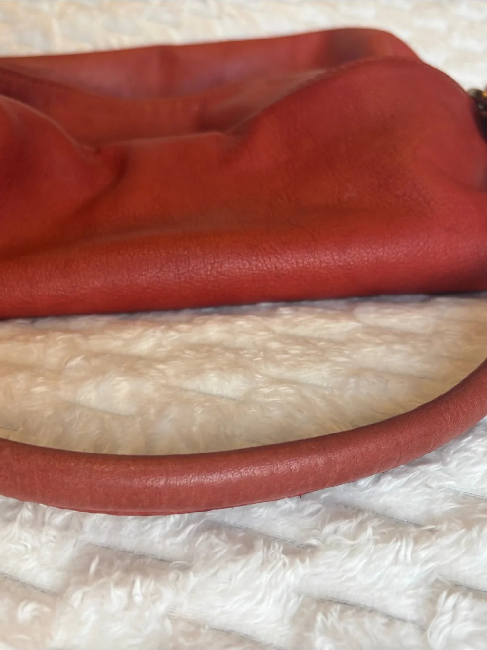 BCBGMaxAzria Rusty Red very soft leather slouchy hobo tote silver hardware